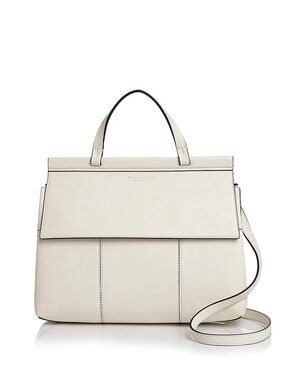 Tory Burch Block-T Leather Satchel. Classic, structured, monochromatic handbag.
